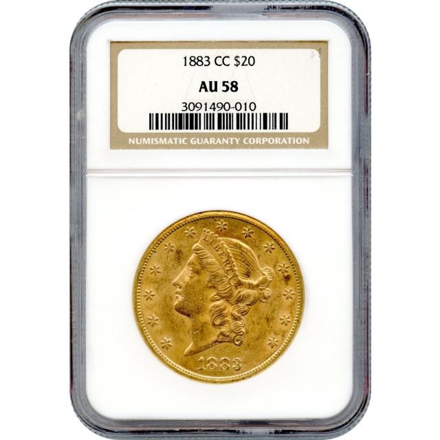 1883-CC $20 Liberty Head Double Eagle NGC AU58