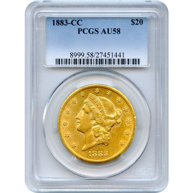 1883-CC $20 Liberty Head Double Eagle PCGS AU58