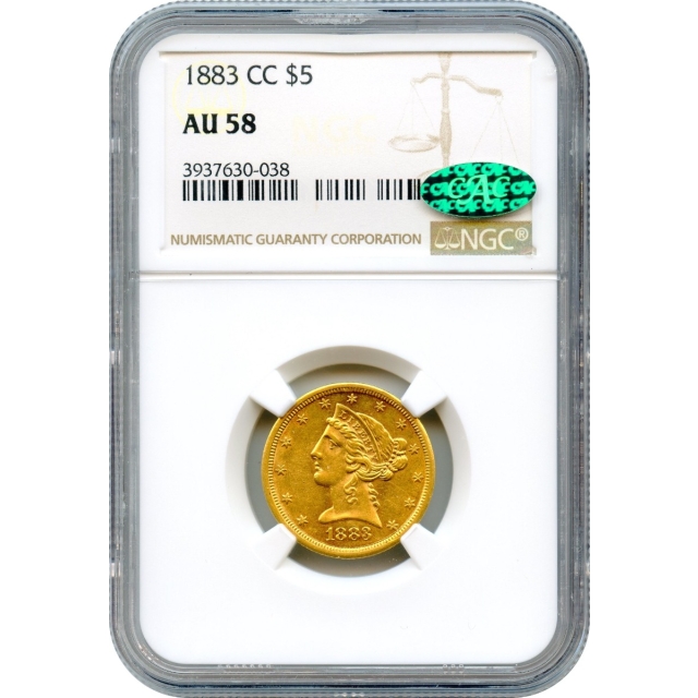 1883-CC $5 Liberty Head Half Eagle NGC AU58 (CAC)
