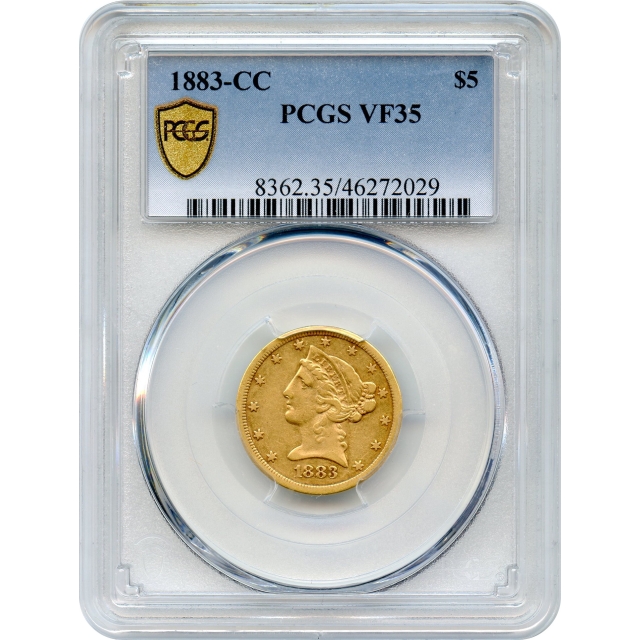 1883-CC $5 Liberty Head Half Eagle PCGS VF35