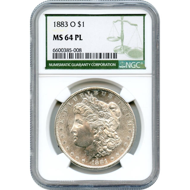 1883-O $1 Morgan Silver Dollar NGC (Green Label) MS64PL