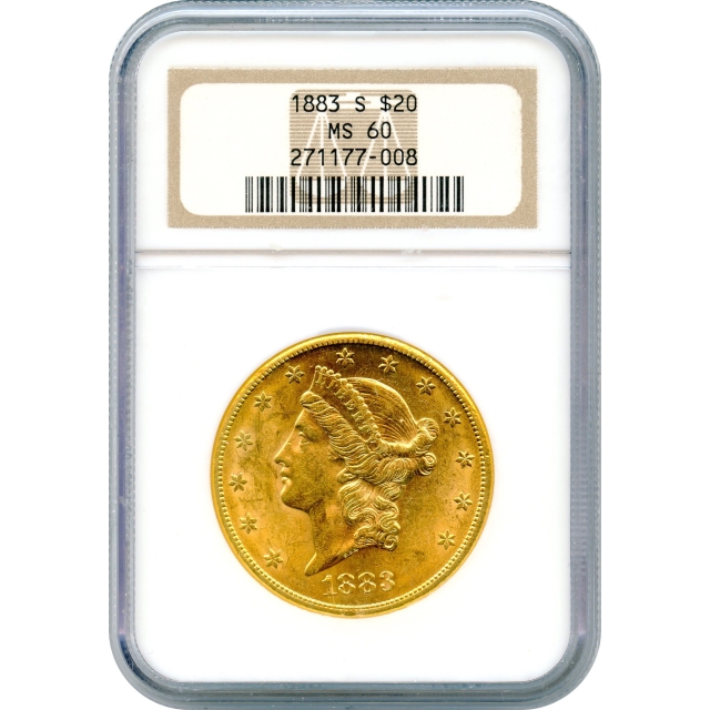1883-S $20 Liberty Head Double Eagle NGC MS60