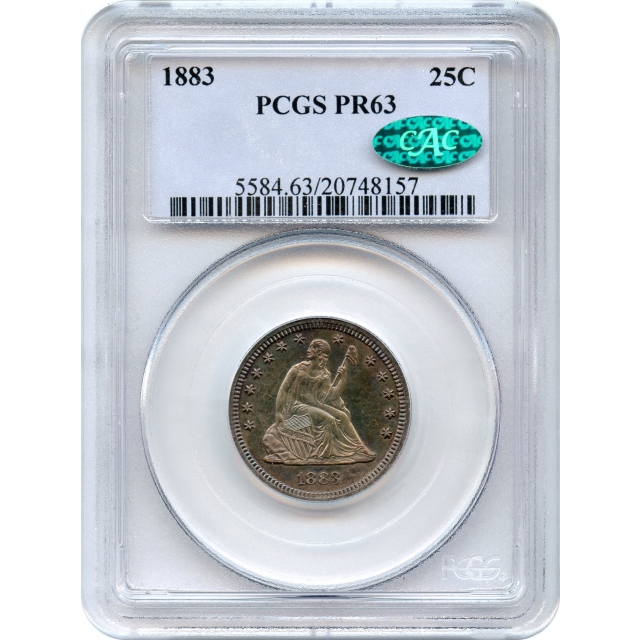 1883 25C Liberty Seated Quarter Dollar PCGS PR63 (CAC)