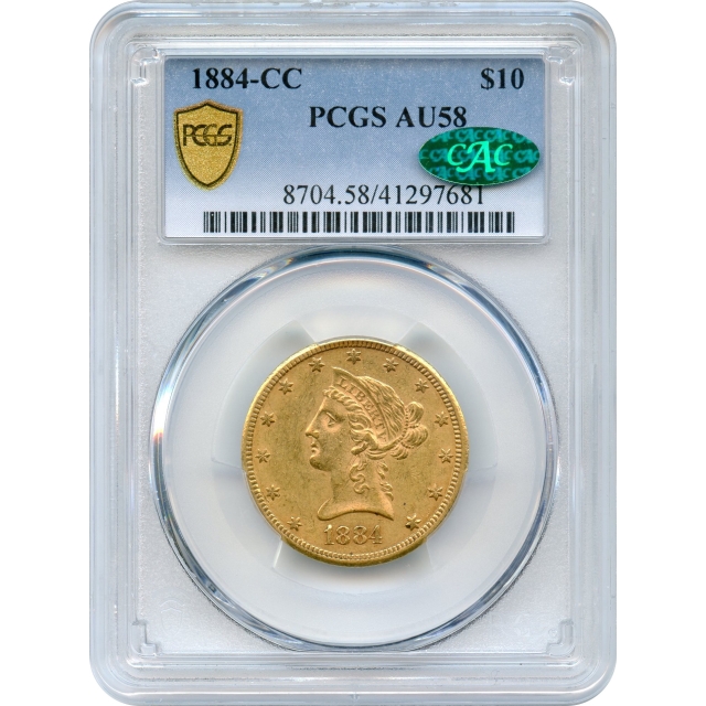 1884-CC $10 Liberty Head Eagle PCGS AU58 (CAC)