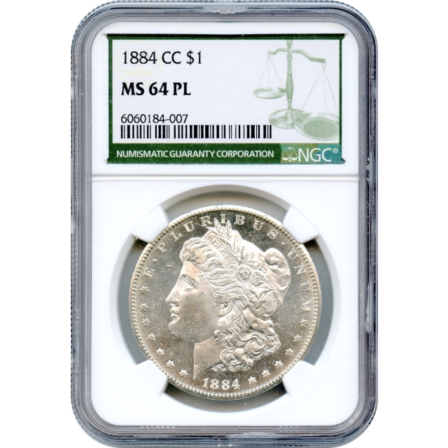 1884-CC $1 Morgan Silver Dollar NGC (Green Label) MS64PL