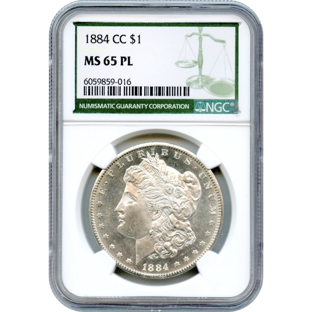 1884-CC $1 Morgan Silver Dollar NGC (Green Label) MS65PL
