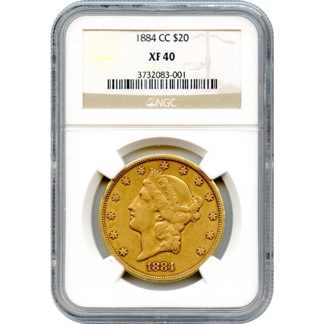 1884-CC $20 Liberty Head Double Eagle NGC XF40