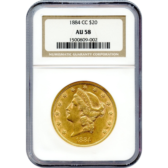 1884-CC $20 Liberty Head Double Eagle NGC AU58