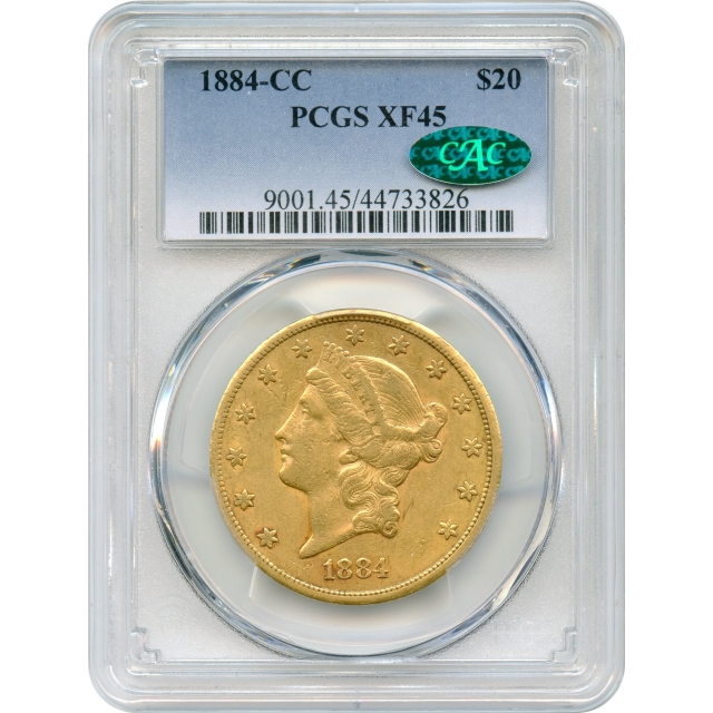 1884-CC $20 Liberty Head Double Eagle PCGS XF45 (CAC)
