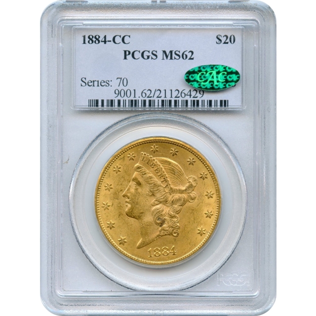 1884-CC $20 Liberty Head Double Eagle PCGS MS62 (CAC)