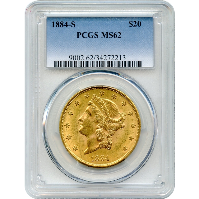 1884-S $20 Liberty Head Double Eagle PCGS MS62