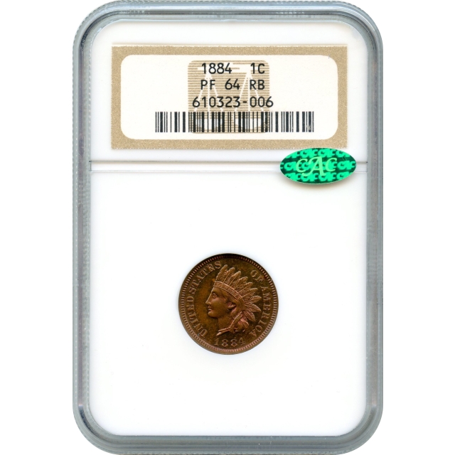 1884 1C Indian Head Cent PCGS PR64RB (CAC)