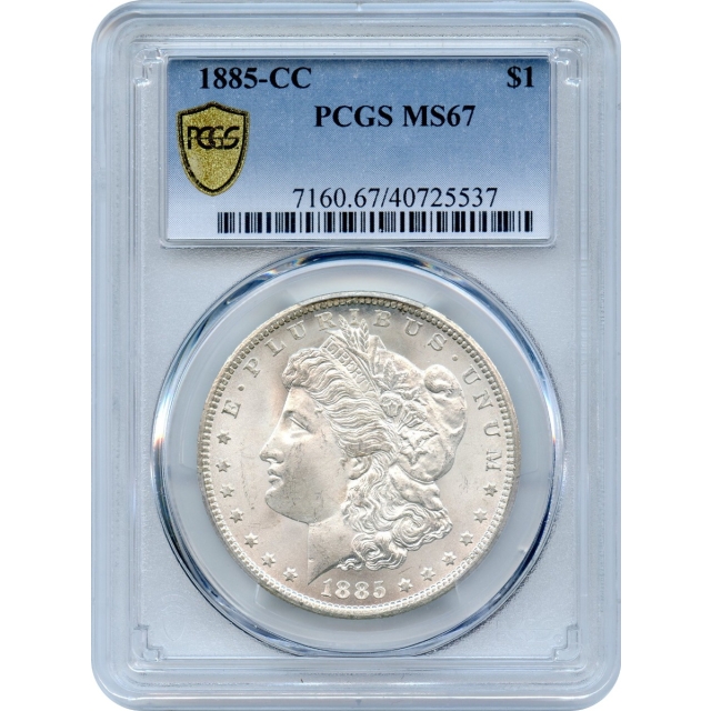 1885-CC $1 Morgan Silver Dollar PCGS MS67 - Registry Set material-!!