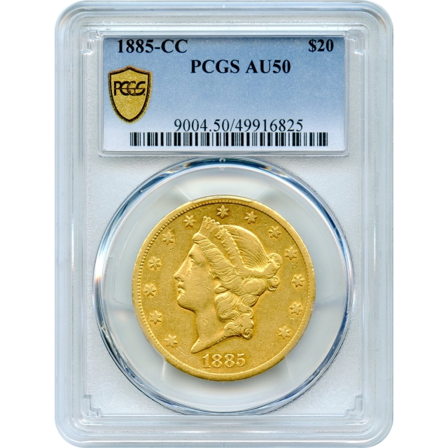 1885-CC $20 Liberty Head Double Eagle PCGS AU50