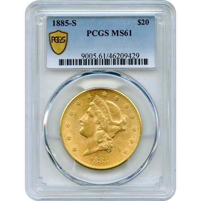 1885-S $20 Liberty Head Double Eagle PCGS MS61