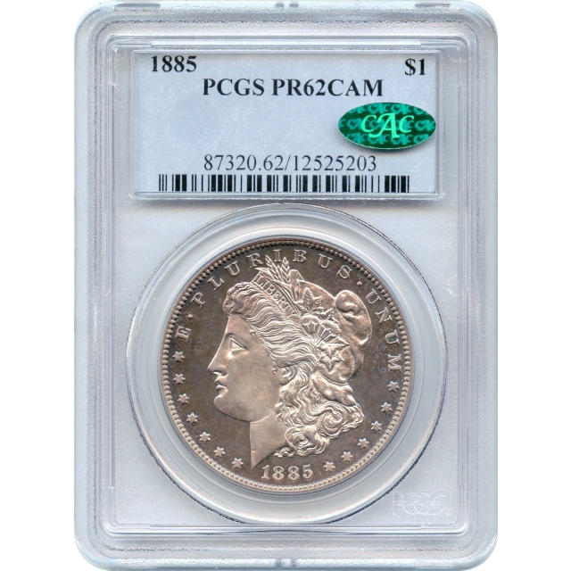 1885 $1 Morgan Silver Dollar PCGS PR62CAM (CAC)