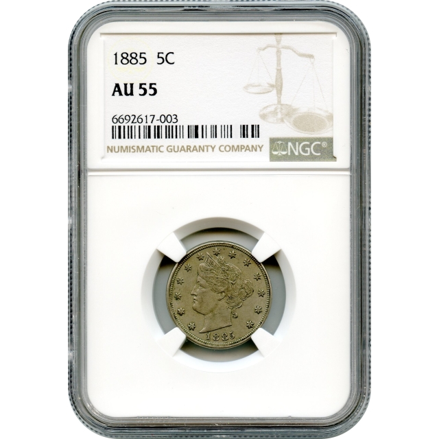 1885 5C Liberty Head Nickel NGC AU55