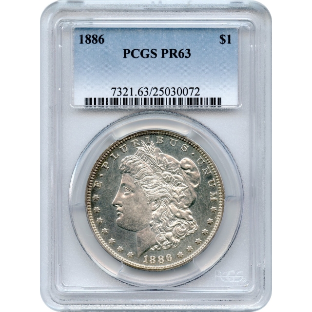 1886 $1 Morgan Silver Dollar PCGS PR63