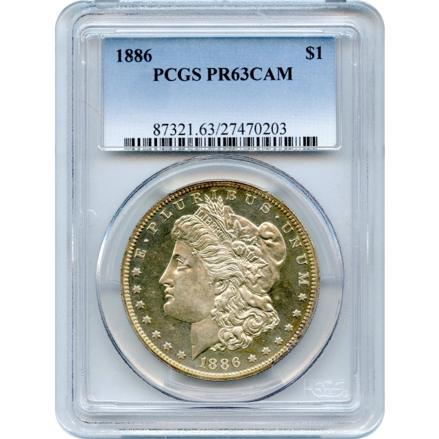 1886 $1 Morgan Silver Dollar PCGS PR63CAM