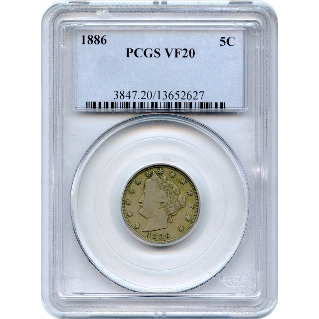 1886 5C Liberty Nickel PCGS VF20