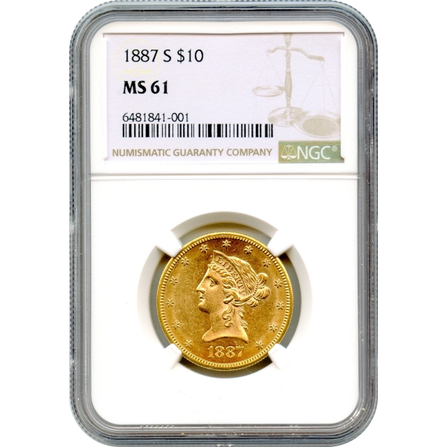 1887-S $10 Liberty Head Eagle NGC MS61