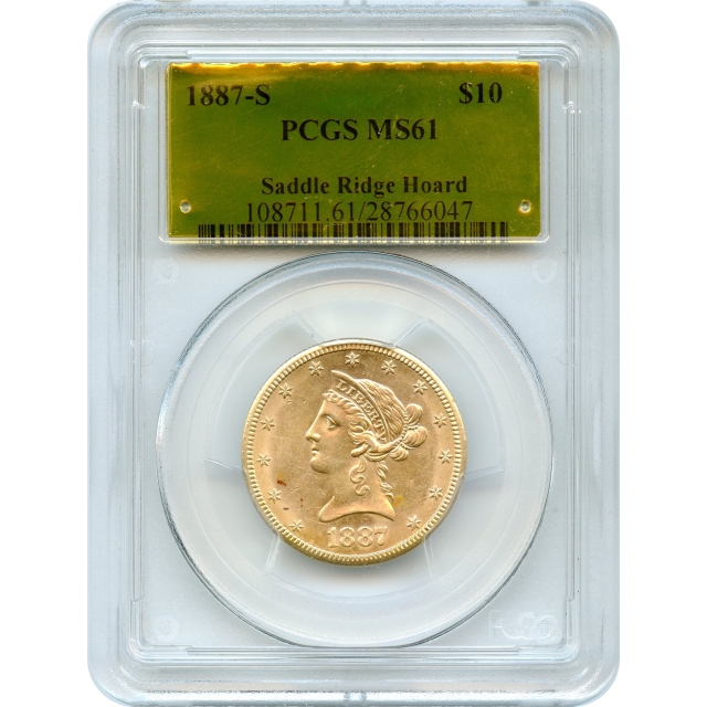 1887-S $10 Liberty Head Eagle PCGS MS61 Ex. Saddle Ridge Hoard