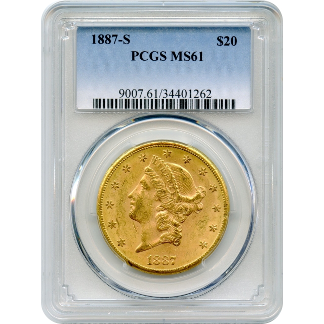 1887-S $20 Liberty Head Double Eagle PCGS MS61