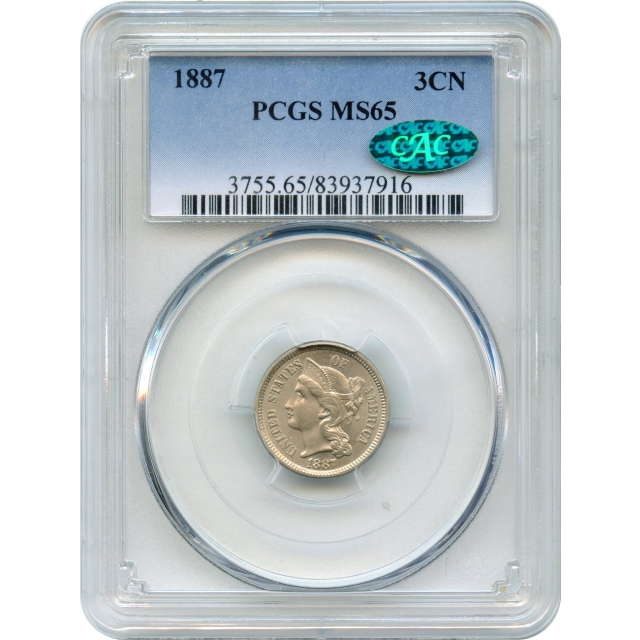 1887 3CN Three Cent Nickel PCGS MS65 (CAC)