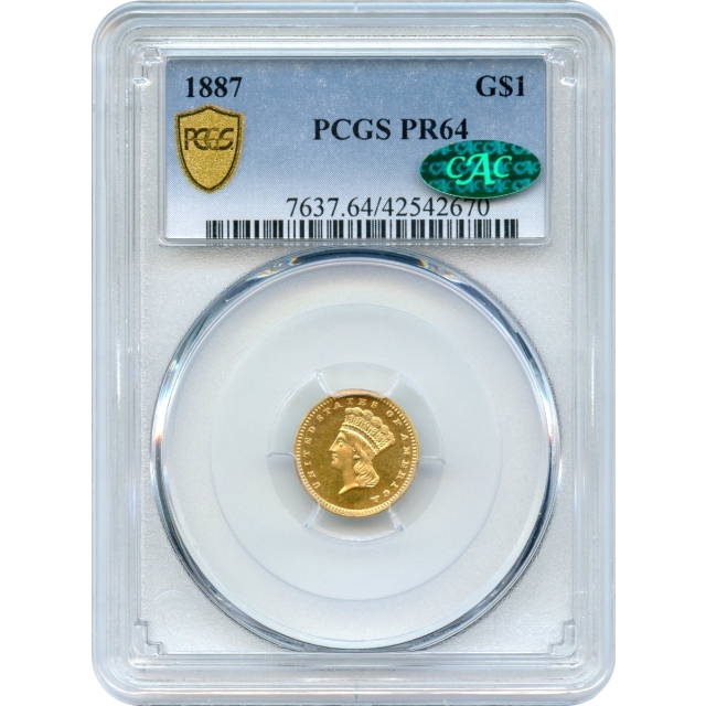 1887 G$1 Indian Princess Gold Dollar PCGS PR64 (CAC)