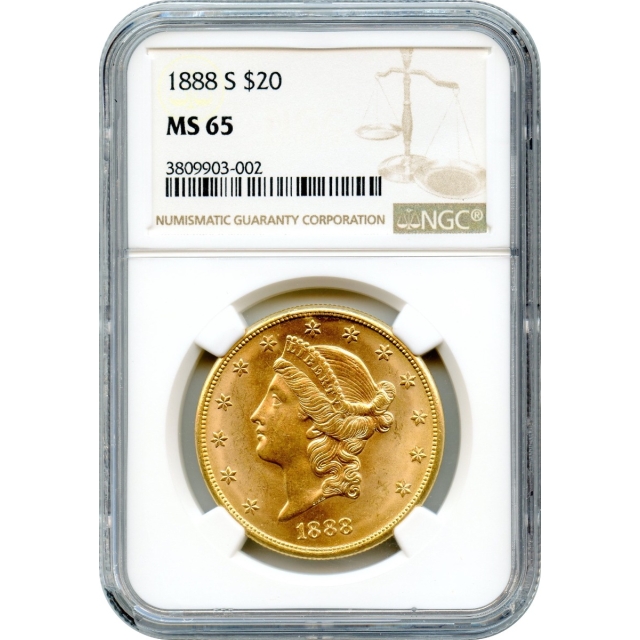 1888-S $20 Liberty Head Double Eagle NGC MS65