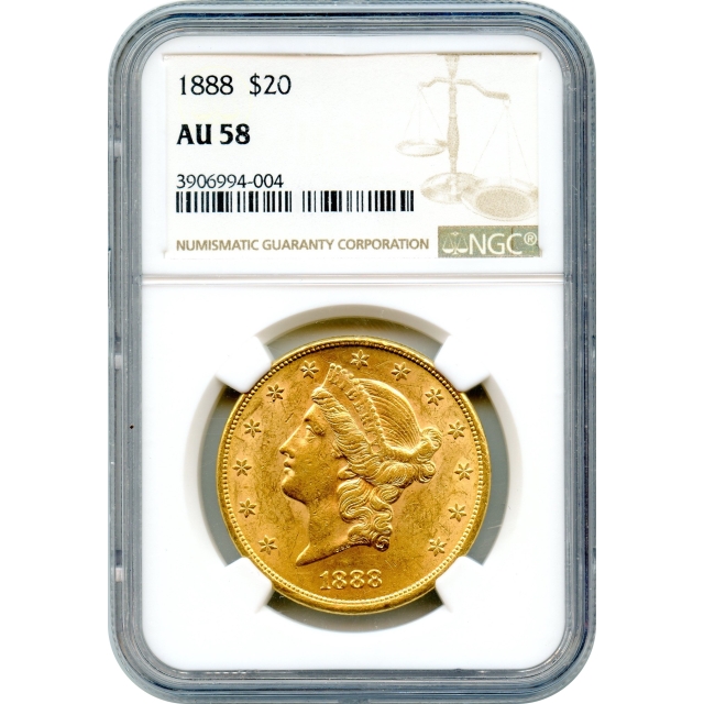 1888 $20 Liberty Head Double Eagle NGC AU58