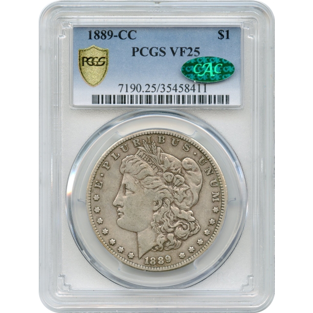 1889-CC $1 Morgan Silver Dollar PCGS VF25 (CAC)