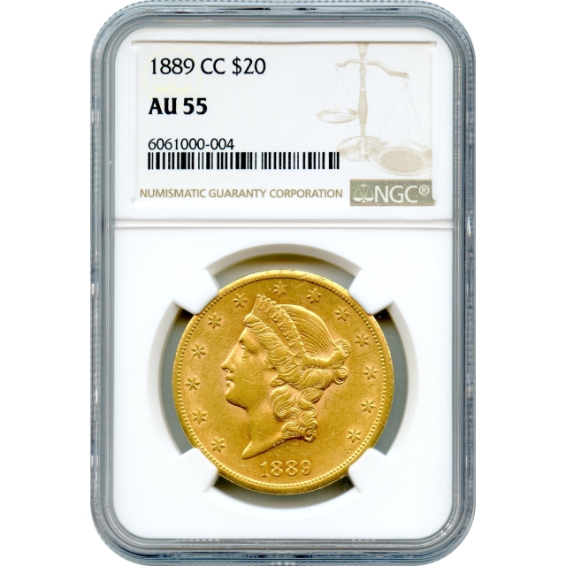1889-CC $20 Liberty Head Double Eagle, NGC AU55--Popular Carson City Issue
