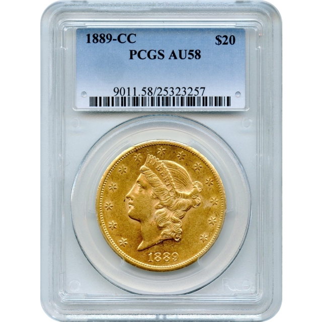 1889-CC $20 Liberty Head Double Eagle PCGS AU58