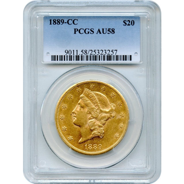 1889-CC $20 Liberty Head Double Eagle PCGS AU58