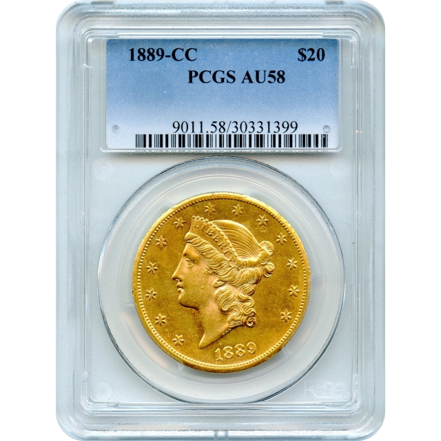 1889-CC $20 Liberty Head Double Eagle PCGS AU58