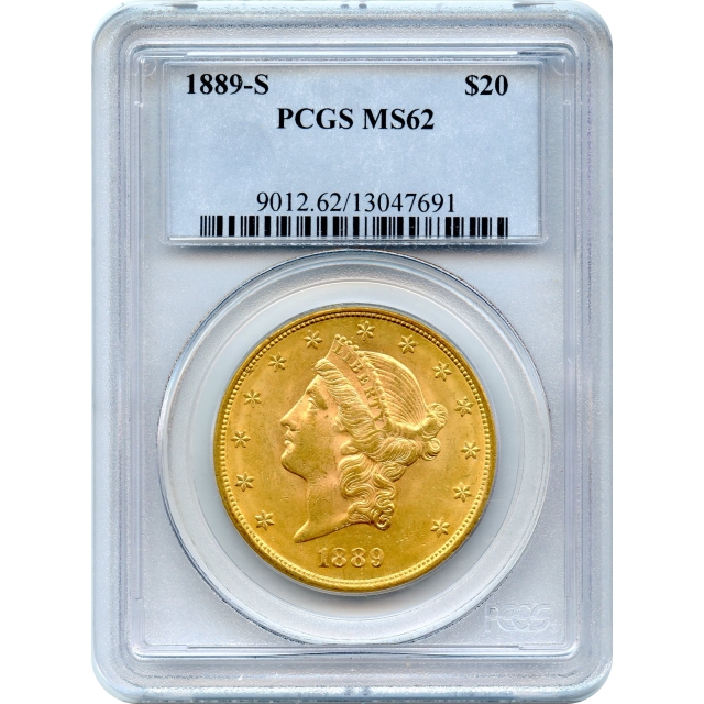 1889-S $20 Liberty Head Double Eagle PCGS MS62