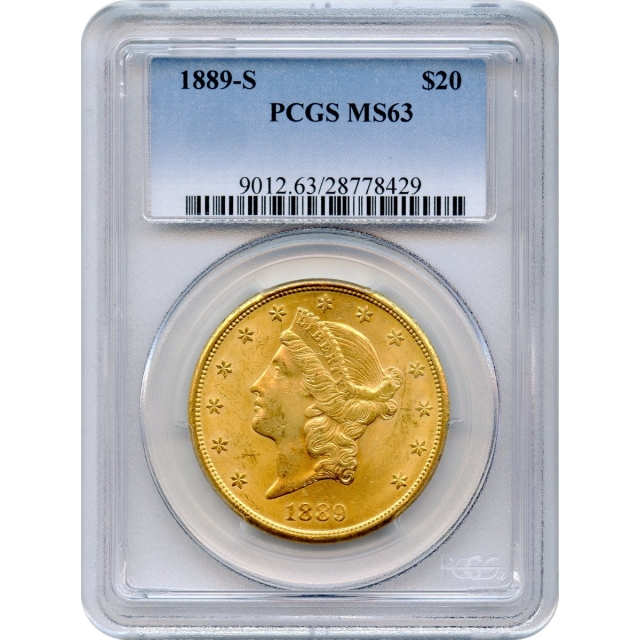 1889-S $20 Liberty Head Double Eagle PCGS MS63