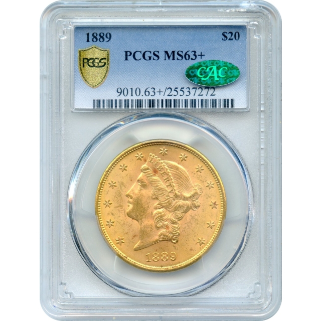 1889 $20 Liberty Head Double Eagle PCGS MS63+ (CAC)