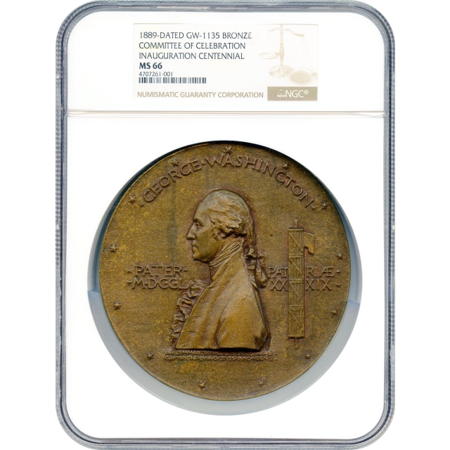 1889 Centennial of Washington’s Inauguration Medal by Augustus Saint-Gaudens NGC MS66