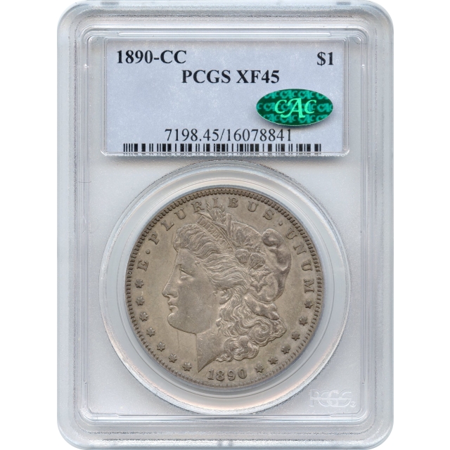 1890-CC $1 Morgan Silver Dollar PCGS XF45 (CAC)