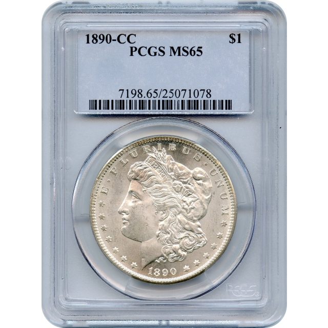1890-CC $1 Morgan Silver Dollar, PCGS MS65