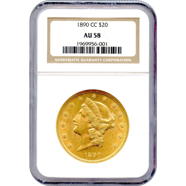 1890-CC $20 Liberty Head Double Eagle NGC AU58