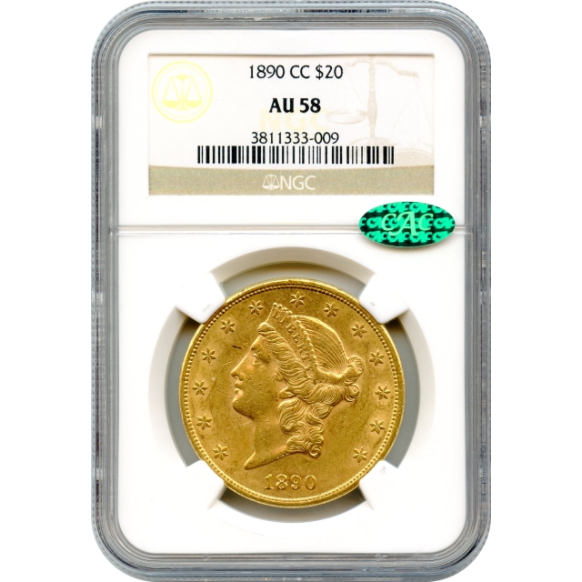 1890-CC $20 Liberty Head Double Eagle NGC AU58 (CAC)