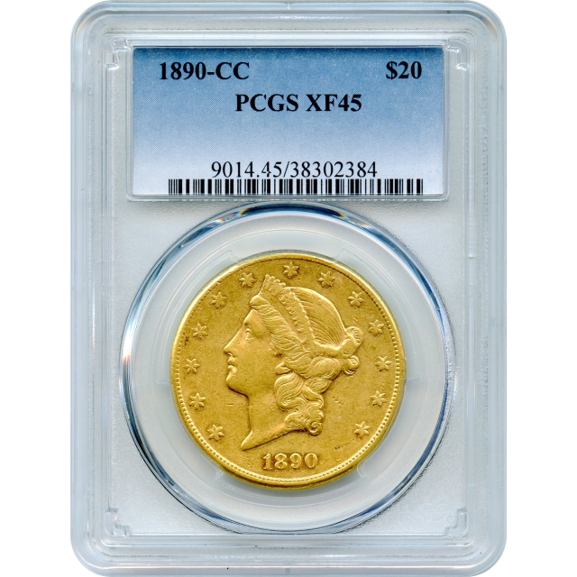 1890-CC $20 Liberty Head Double Eagle PCGS XF45