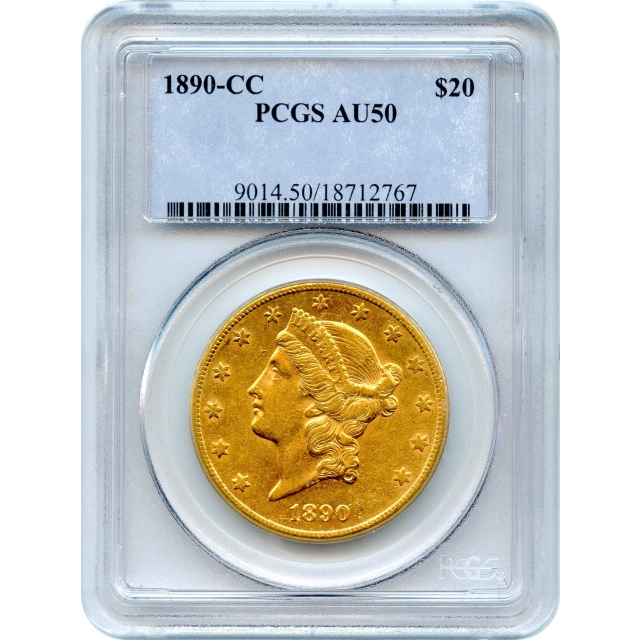 1890-CC $20 Liberty Head Double Eagle PCGS AU50
