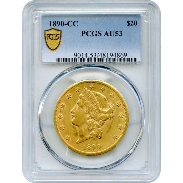 1890-CC $20 Liberty Head Double Eagle PCGS AU53