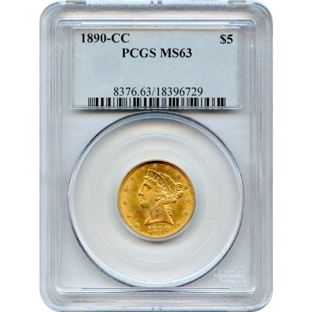 1890-CC $5 Liberty Head Half Eagle PCGS MS63