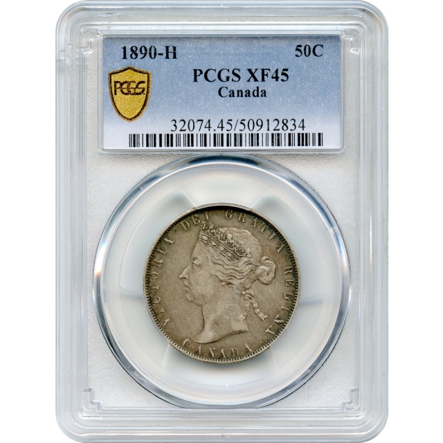 World Silver - 1890-H 50C Canada Victoria PCGS XF45