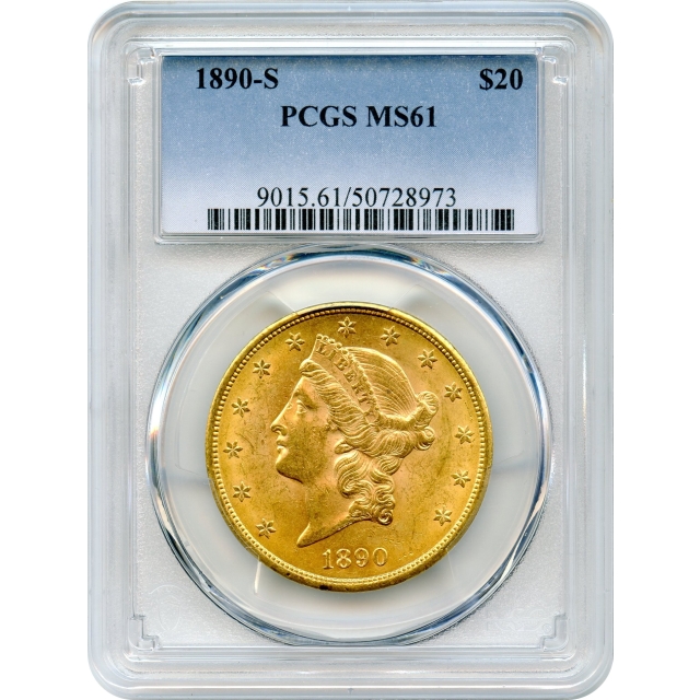 1890-S $20 Liberty Head Double Eagle PCGS MS61